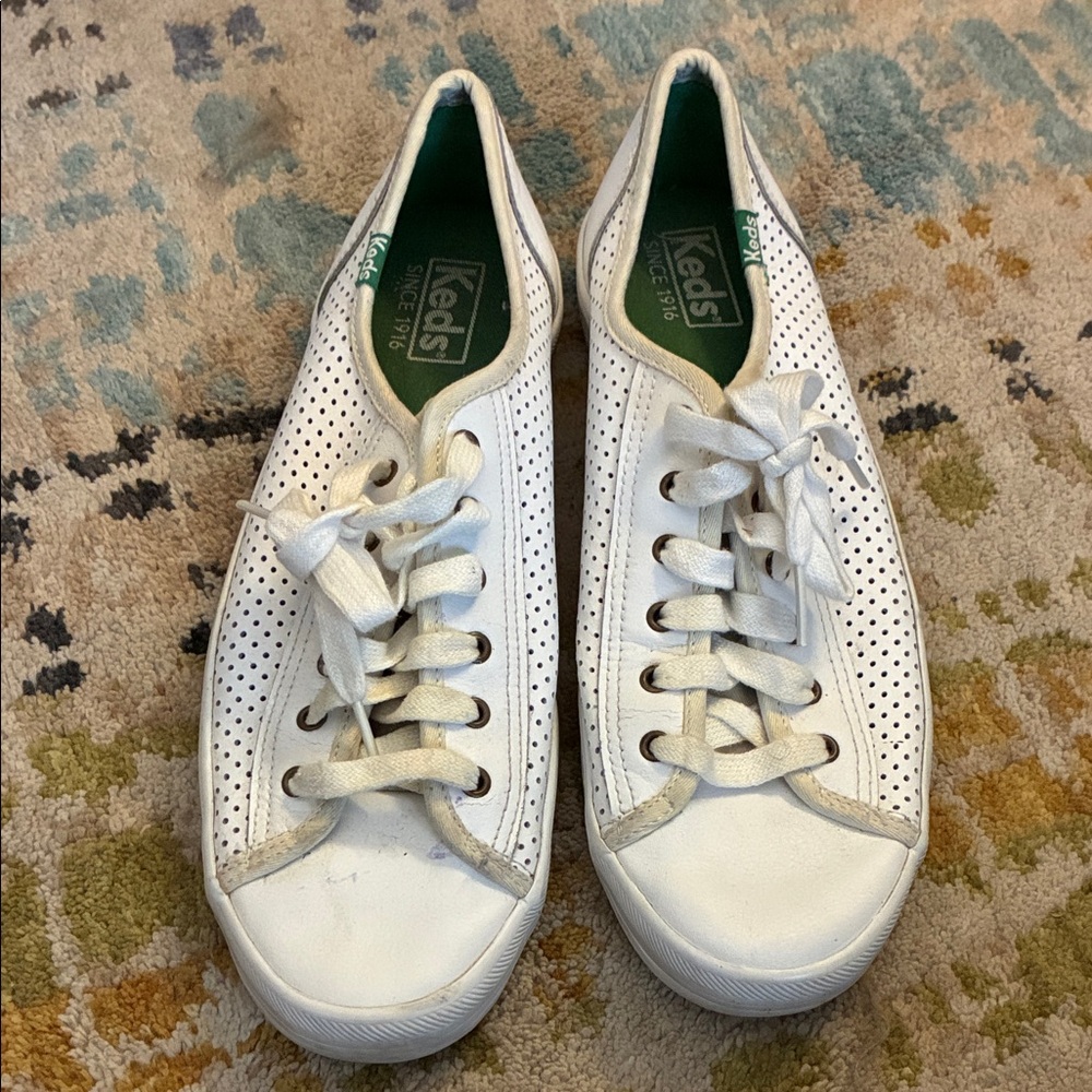 Keds Women's Perforated White Sneakers sz 9
